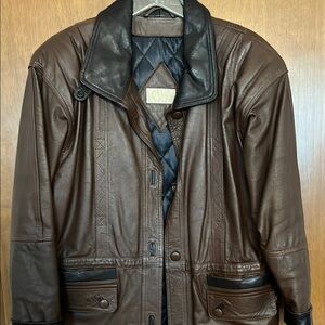 VTG 90’s Brown Leather Women’s Jacket with Black Accents Size 8